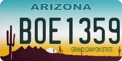 AZ license plate BOE1359