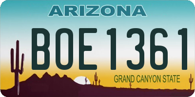 AZ license plate BOE1361