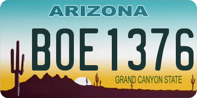 AZ license plate BOE1376