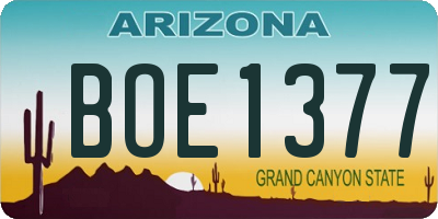 AZ license plate BOE1377