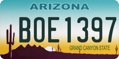 AZ license plate BOE1397