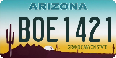 AZ license plate BOE1421