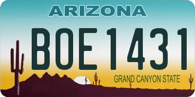 AZ license plate BOE1431