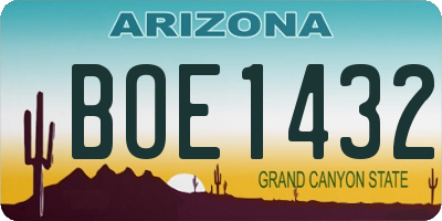 AZ license plate BOE1432