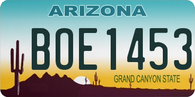 AZ license plate BOE1453
