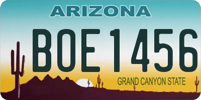 AZ license plate BOE1456