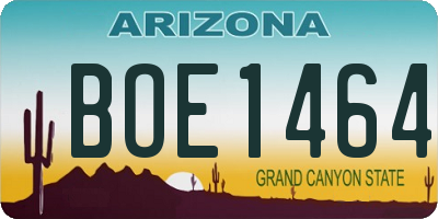 AZ license plate BOE1464