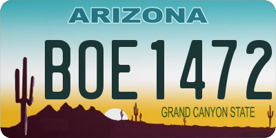 AZ license plate BOE1472