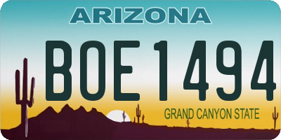 AZ license plate BOE1494