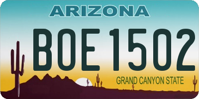 AZ license plate BOE1502