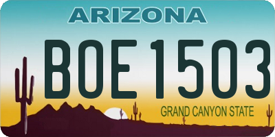 AZ license plate BOE1503
