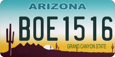 AZ license plate BOE1516