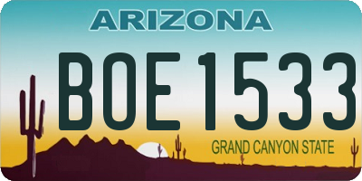 AZ license plate BOE1533
