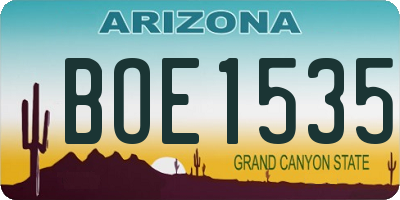 AZ license plate BOE1535