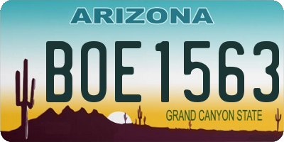 AZ license plate BOE1563
