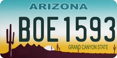 AZ license plate BOE1593