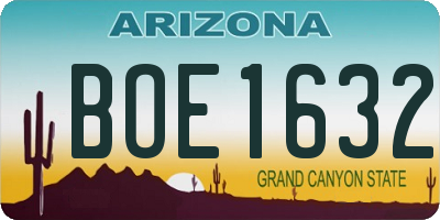 AZ license plate BOE1632