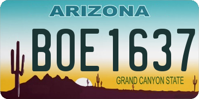 AZ license plate BOE1637