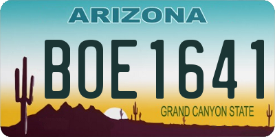 AZ license plate BOE1641