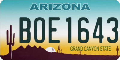 AZ license plate BOE1643