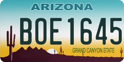 AZ license plate BOE1645