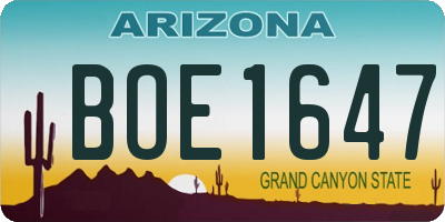 AZ license plate BOE1647