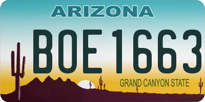 AZ license plate BOE1663
