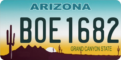 AZ license plate BOE1682
