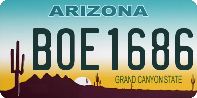 AZ license plate BOE1686