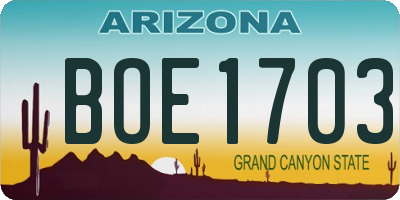 AZ license plate BOE1703