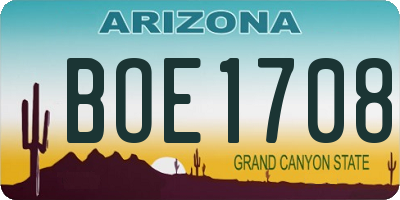 AZ license plate BOE1708
