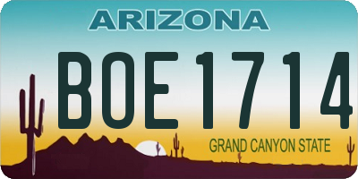 AZ license plate BOE1714
