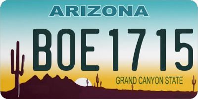 AZ license plate BOE1715
