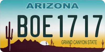 AZ license plate BOE1717
