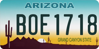AZ license plate BOE1718