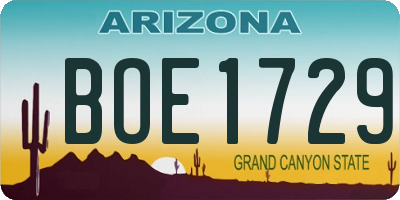 AZ license plate BOE1729