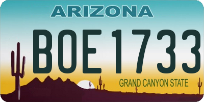 AZ license plate BOE1733