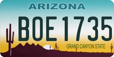 AZ license plate BOE1735