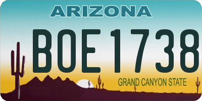 AZ license plate BOE1738