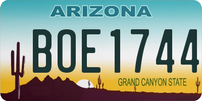 AZ license plate BOE1744