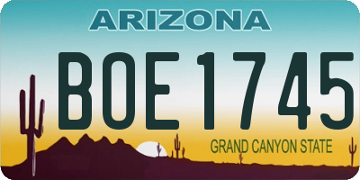 AZ license plate BOE1745