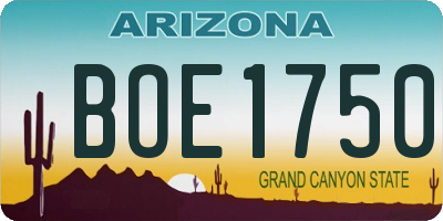 AZ license plate BOE1750