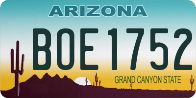 AZ license plate BOE1752