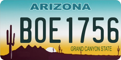 AZ license plate BOE1756