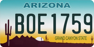 AZ license plate BOE1759