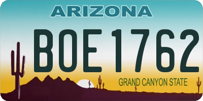 AZ license plate BOE1762