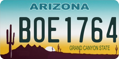AZ license plate BOE1764