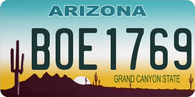 AZ license plate BOE1769