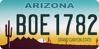 AZ license plate BOE1782