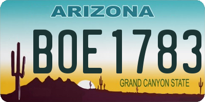 AZ license plate BOE1783